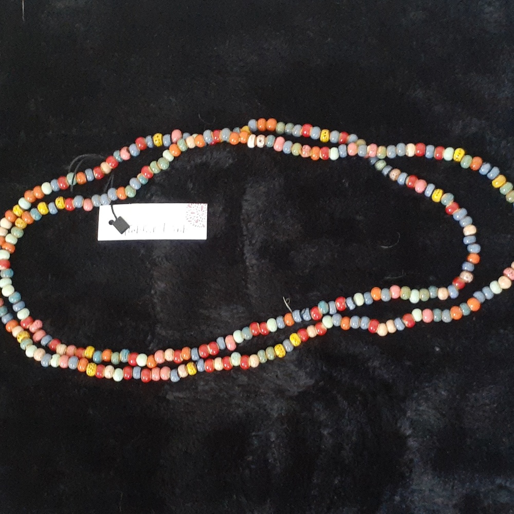 NWT Tickled Pink bohemian multi-colored bead necklace